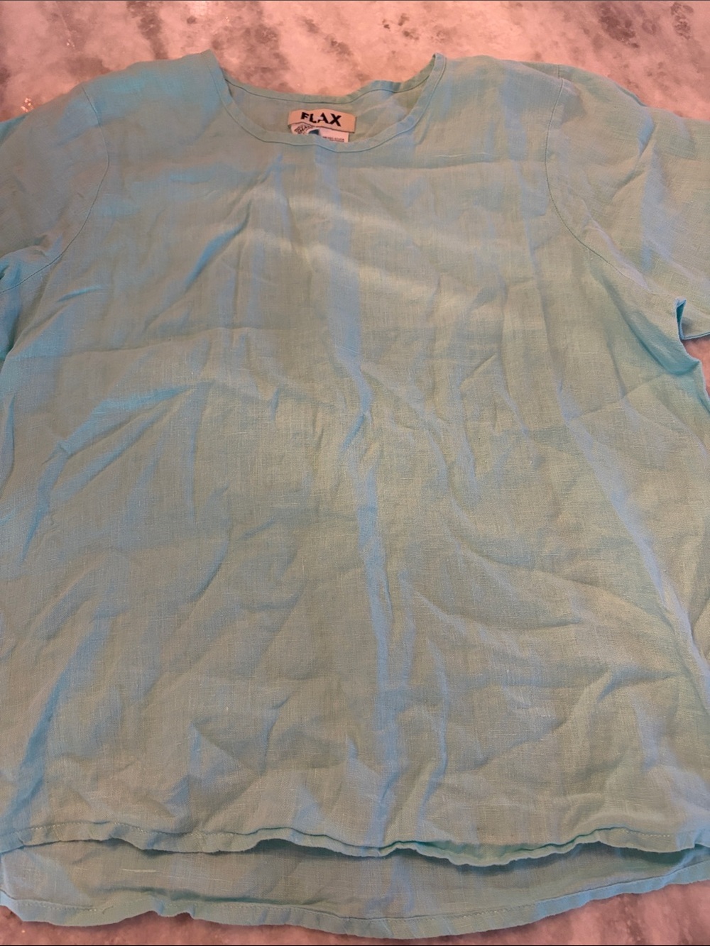 Flax Light Blue Linen Short Sleeve Crew T-Shirt
